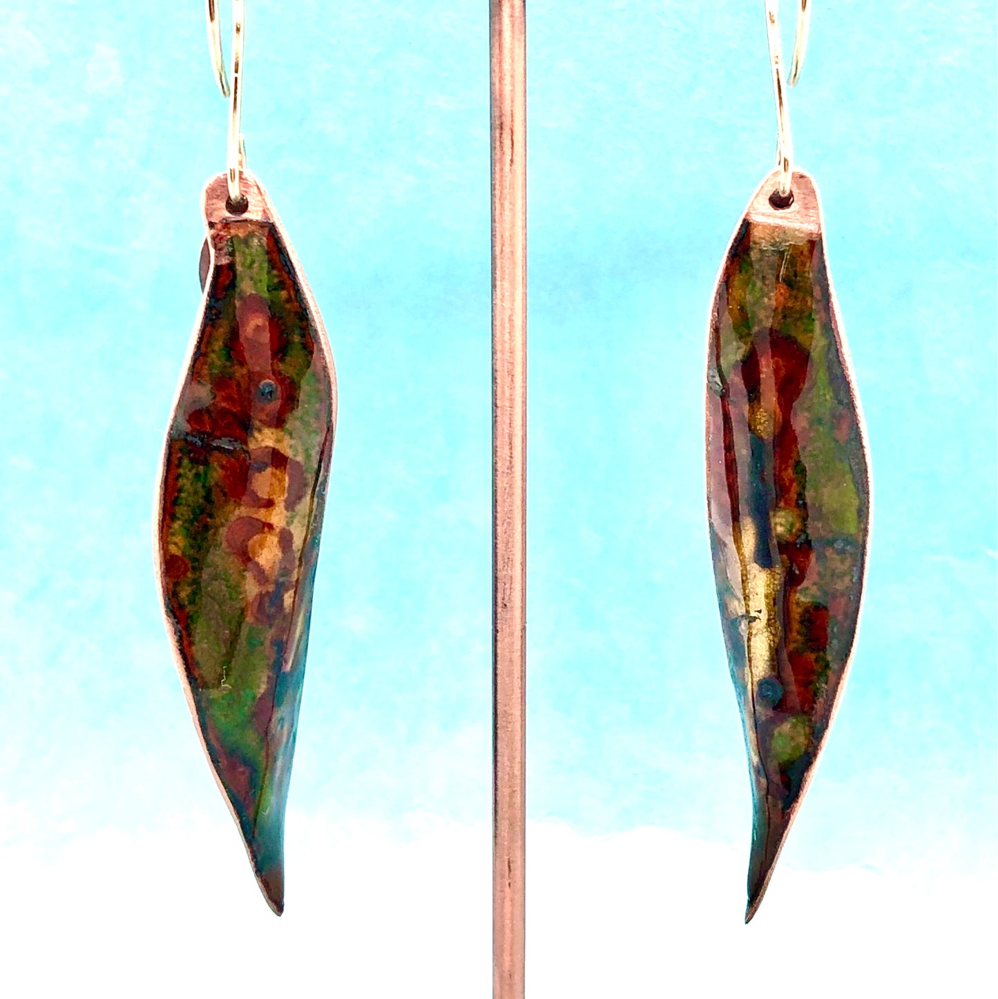 Australian Bush Series Earrings- Eucalyptus leaves with drop